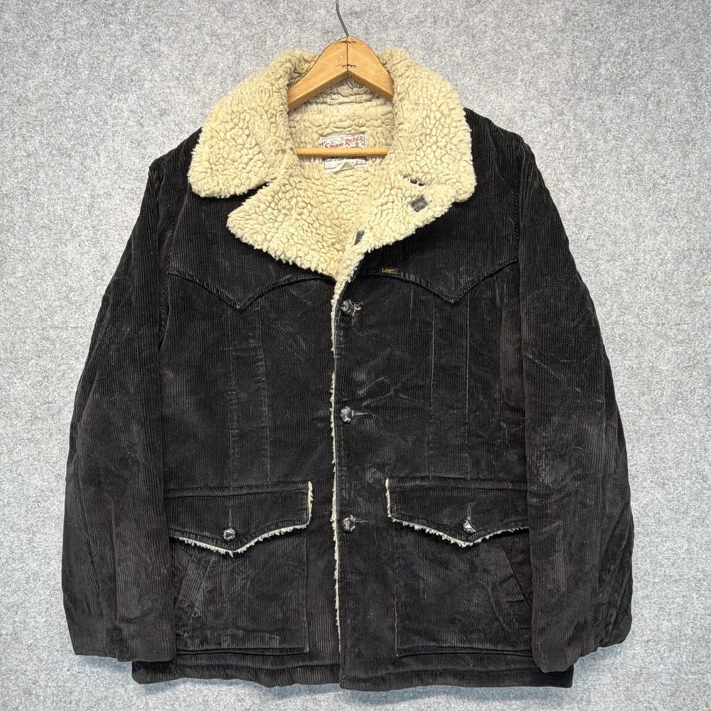 Vintage Lee Storm Rider Sherpa Lined Corduroy Jacket Barn Coat Size 40 70s